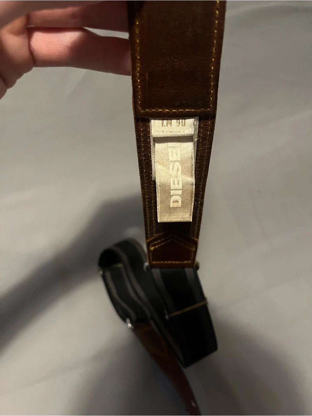 Diesel Rare Vintage Leather Belt Dead Stock 90cm, Made in Italy Y2K